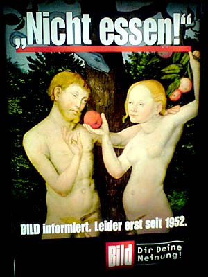 Werbung Bild Zeitung Adam und Eva - Nicht essen!